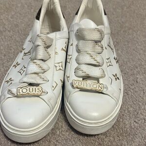 Louis Vuitton White and Gold Monogram Sneakers